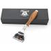 Premium Wooden Men's Razor with 5 Blades & Leather Bag - Ideal for Wet Shaving & Perfect Gift for Men - Buy Online on GoSupps.com