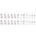 Almond Gold Striped French Tip Press On Nails 24 Pcs | Full Cover Black + White Acrylic Stick On False Nails for Women - Buy Online on GoSupps.com