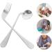 Left Handed Adaptive Utensils Set for Rehabilitation - Easy Grip Spoon and Fork Set for Disabled Elderly - Stainless Steel Self Feeding Utensils - Silver - Buy Online on GoSupps.com