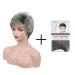 Gray Temperament Wig with Oblique Bangs for Women - Natural Daily Wear for Middle-Aged Women, Girls | Fluffy Short Hair, Black Gradient Silver Texture - Buy Online on GoSupps.com