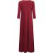 Jacansi Women's 3XL Wine Red Maxi Dress with Pockets - Casual Boat Neck, 3/4 Long Sleeve - Buy Online on GoSupps.com