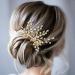 Gorais Bride Wedding Hair Comb Crystal Bridal Hair Accessories Pearl Leaf Hair Piece Rhinestone Hair Jewelry for Women and Girls (A-Gold)
