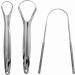 WANGCL Tongue Cleaner Set - 3 Pieces Stainless Steel Tongue Cleaning Tools for Optimal Oral Hygiene - Professional Silver Tongue Scraper - Buy Online on GoSupps.com