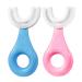 soobei Kids U-Shaped Toothbrush Food Grade Soft Silicone Brush Head 360 Oral Teeth Cleaning Design for Toddlers and Children (2-6Ages Pink + Blue(2 Pack))