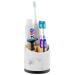 VITVITI Toothbrush Holders for Bathrooms, 3 Slots Toothpaste Holder Storage, Marble Look Bathroom Organizer Countertop for Sink/Vanity/Makeup Brush, Round Bathroom Accessories, White Resin with Bamboo White 3 Slot