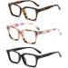 Retro Spring hinge Womens Readers Blue Light Blocking Computer Square Reading Glasses for Women Men Floral Pink&light Black&brown Tortoise 2.5 x