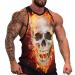 Skull in Flames in The Darkness Mens Tank Tops Vest Sleeveless Tee Workout T-Shirts Vest Athletic Undershirts X-Large