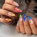 Medium Almond French Tip Uranian Press on Nails - Red Blue False Nails with Cute Lattice Flower Designs - 24pcs Full Cover Glue On Nails (Style J) - Buy Online on GoSupps.com