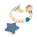 AngelicArt nuckel chain with engraving names for boys and girls - personalized suckel chain with desired names - gift for baby holz - Natur mit Musselin fabric/cotton (indigo star)