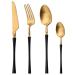 Flatware Sets 2/4/6Set Matte Western Pink Gold Tableware Fork Knife Spoon 18/10 Stainless Steel Dinnerware Cutlery Set Kitchen Flatware Set (Color : Auburn Size : 4Set)