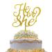 He or She Cake Topper Gold Acrylic Gender Reveal Topper for Baby Shower Gender Reveal Party Decorations by Topfunyy