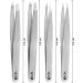 OCBA Professional Silver-Colored Stainless Steel Tweezers for Eyebrows - 4-Piece Set for Men & Women Precision Hair Care - Buy Online on GoSupps.com
