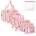 Aucuu 6 Pcs Clear Toiletry Bag Transparent Travel Wash Bag Waterproof Clear Plastic Cosmetic Makeup Bags for Women and Girls (Pink)