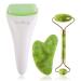 Jade Face Gua Sha Roller – Ice Facial Eye Massage Stone Gifts for Mom Mothers Day Natural Cooling Anti Wrinkle Skin Care Tools Treatment for Puffiness Migraine Pain Relief Minor Injury Muscle Relaxing green