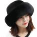 Womens Winter Fur Hats,Fur Hat for Women with Elastic,Adjustable Winter Furry Hats,Soft Fluffy Trimmed Warm Knitted Beani (Black)