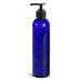 8oz Bullet Round Massage Oil/Lotion/Liquid Bottle with Saddle Pump (Blue 1)