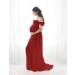 FEOYA Maxi Maternity Dress Chiffon Lace Strapless Gown | Red | Split Front | Photography | Full Length - Buy Online on GoSupps.com