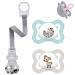 MAM Skin Soft Silicone Pacifier 0-6 Mo. Neutral // Set of 2 // incl. sterilized transport box & NIP pacifier strap