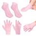 Ninnyi 2 Pairs Moisturizing Silicone Glove Socks Women Set Foot Spa Gel Pedicure Silicone Socks for Dry Cracked Feet Calluses Foot Care Pink Anti Slip Aloe Socks