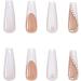 White French Fake Nails with Rhinestones and Sequins | Long Stick on False Nails Art Kit - Buy Online on GoSupps.com