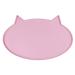 Navaris Cat Food Bowl Mat - 50x32 cm Silicone Mat for Pet Bowls - Waterproof Non-Slip Feeding Placemat for Cats with Fun Cat Ears Shape Design - Pink Light Pink