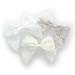 My Lello Medium 4 Girls Hair-Bow Barrette Satin & Lace Mixed Variety 3 Pack White/Taupe/Ivory