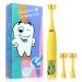 LEYUYO Electric Toothbrush for Kids 6 Sided 360  Sonic Cleaning 31000 Strokes Rechargeable 3D Sonic Tooth Brush with Timer  2 Bristles  4 Modes  Yellow