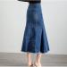 Blue Frayed Hem Patchworked Mermaid Denim Skirt - Spring Irregular Bodycon Long Skirt Size 28 (S) - Buy Online on GoSupps.com