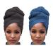 Harewom Head Wraps for Black Women Stretchy Head Scarf African Hair Wraps for Dreads Locs Natural Hair Turban Headwraps Jersey Tie Headbands(Denime Blue and Grey) 2pcs-steel Blue and Dark Gray