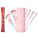 Mini Makeup Brushes Travel Set Capsule Brushes LED Mirror Brushes Multifunctional Eyebrow Brush Eye Shadow Powder Puff Blush Brush (Pink Roll Brush SET)
