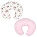 Multi-Use Stretchy Nursing Pillow Covers Ultra Soft Nursing Pillow Slipcovers (2 Pack (White Floral+Pink))