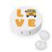 I Love School Buses Cute Contact Lens Case Travel Portable Round Contact Storage Box Kit with Mirror for Daily Outdoor
