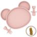 Suction Plate Baby Cutlery Set Chomp Includes Baby Toothbrush Baby Weaning Set Baby Plate Spoon Fork Toddler Cutlery Suction Baby Bowls for Weaning Dishwasher Safe Suction Plate (Rose) Rose Pink