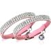 Chukchi cat collar made of soft velvet adjustable with glittering stones and bells 27.9 cm for small dogs and cats pink 2 pieces