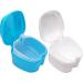 Eriction 2PCs Dental False Teeth Storage Box Organizer - Blue & White Bathroom Container for Dentures | Portable & Easy Cleaning - Buy Online on GoSupps.com