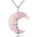 XIANNVXI Crystal Necklaces for Women Crescent Moon Necklace Healing Crystals Pendant Tree of Life Wire Wrapped Reiki Spiritual Necklace Jewellery for Women I - Rose Quartz