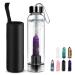 Tyuodna Water Healing Stones Bottle Crystal Infusion Drinking Bottle Healing Natural Water Bottle Leak-Proof Quartz Crystal Glass Crystal Therapy Gemstone Bottle (Amethyst + Bottle) Amethyst + bottle