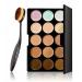 LyDia 15 Nude Colours Cream Concealer/Highlight/Face Contour Camouflage Palette Dull/Redness Skin/Black Circle kit set #1 + LyDia Professional Oval Black Face/Eye/Body Cosmetic Foundation/Concealer/Blush/Blusher/Contour/Bronzer/Powder/Eyeshadow Buffer Mak
