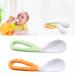 EROSPA Baby Porridge Spoon Learning Spoon - Curved Handle - Learning to Eat - 2 Pieces - Green/Orange