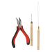 Hair Extension Tool Kit Wooden Handle Crochet Hook Aluminum Pulling Needle Hair Extensions Link Beads Kit Plier for Barber Shop