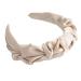 Women's Crystal Satin Pleated Headband Wide Hair Band Vintage Headband Hair Accessories Non-Slip Headbands Headwear for Women Girls Daily Wear Khaki