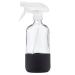 Just Like Joan Glass Spray Bottles with Silicone Sleeve - Clear Glass Spray Bottles for Cleaning Solutions, Essential Oils, Plants, Vinegar, Bleach - Refillable 16 oz Food Safe (Rich Black)