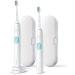 Philips Sonicare ProtectiveClean 4300 Electric toothbrush HX6807/35 Double pack - 2 sound toothbrushes pressure control travel case - White & White 2 pieces (1 Pack)