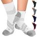 TechWare Pro Plantar Fasciitis Socks Cushion Ankle Compression Socks Women & Men. Achilles Tendonitis Brace & Arch Support Medium White / Gray
