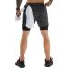 OEBLD Men's 2-in-1 Gym Workout Running Shorts - Grey Large with Towel Loop - 7'' Athletic Shorts - Buy Online on GoSupps.com
