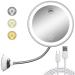 USB 10X Magnifying Mirror with Light  Makeup LED Lighted Vanity Mirror with Lights Flexible Gooseneck Mirror with Lights with Powerful Suction Cup
