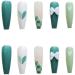 Temperament enhancement manicure long green white checkerboard hand-painted love bow super white pure hand-worn armor.(M) - Buy Online on GoSupps.com