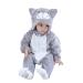 Doladola Unisex Baby Onesies Animal Cartoon Cat Jumpsuits Toddler's Hooded Rompers Outfit 12-18 Months Gray Cat