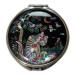 Antique Alive Black Mother of Pearl Compact Double Mirror for Hand Makeup with Tiger and Heel Design