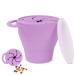 Vicloon Collapsible Silicone Baby Snack Cup Baby Snack Cup Silicone Snack Cup Non Spill Snack Pot for Baby Snack Catcher Food Cup with Lid Snack Pot for Toddler (Purple)